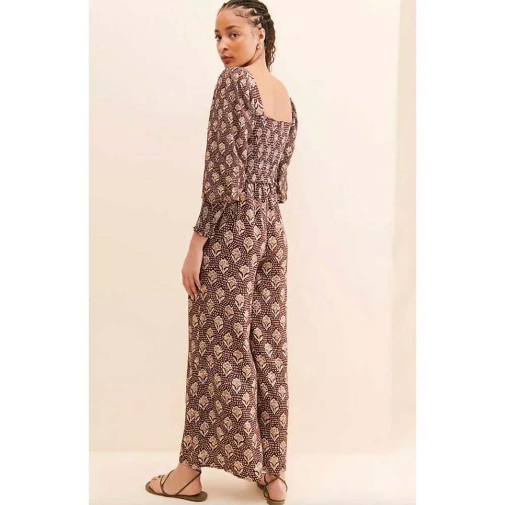 Anthroplogie Conditions Apply Eminee Printed Jumpsuit in Brown sz XS - Picture 2 of 5
